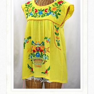 Siren Brand Embroidered Yellow Floral Women's Top